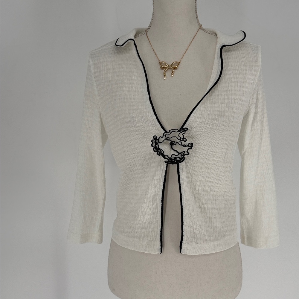 Maeve Rosette Collared Open-Front Top Size Xs - image 6